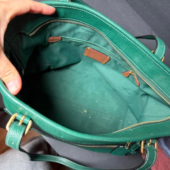 COACH Polished Pebble Leather Taylor Tote (Green) Tote Handbags - Picture 5 of 8